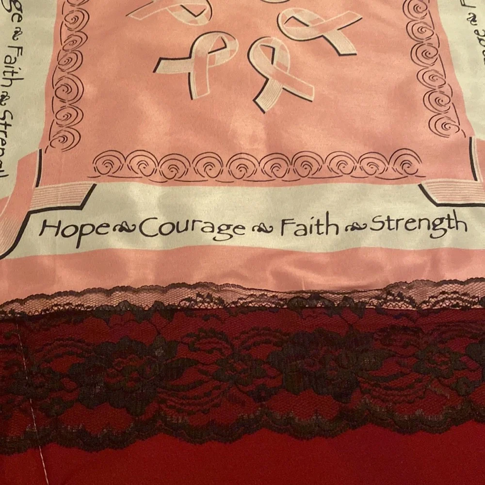 Light pink breast cancer awareness/support handmade handkerchief!